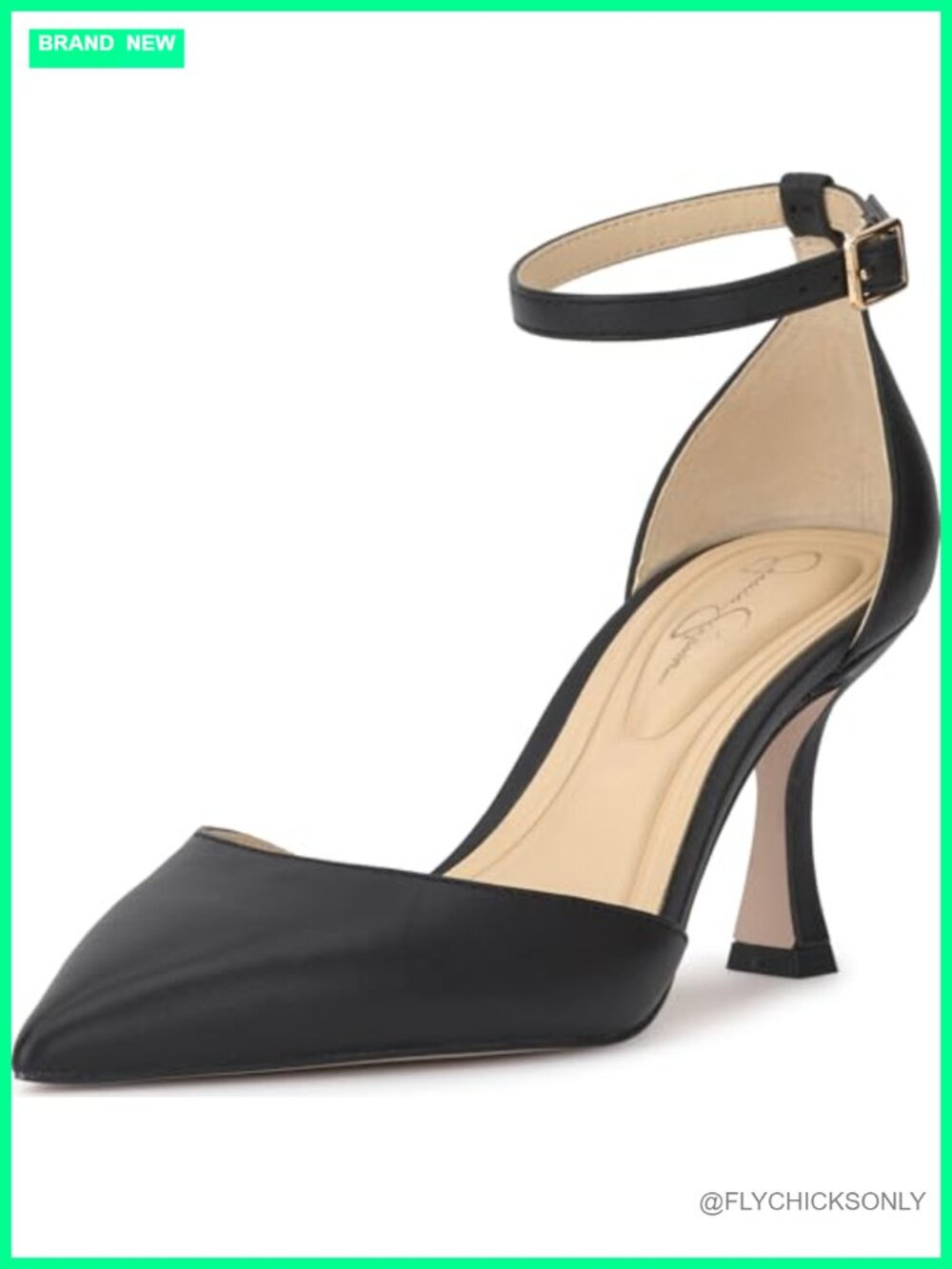 Leather Pointed Toe Ankle Strap Stiletto Pump Heel